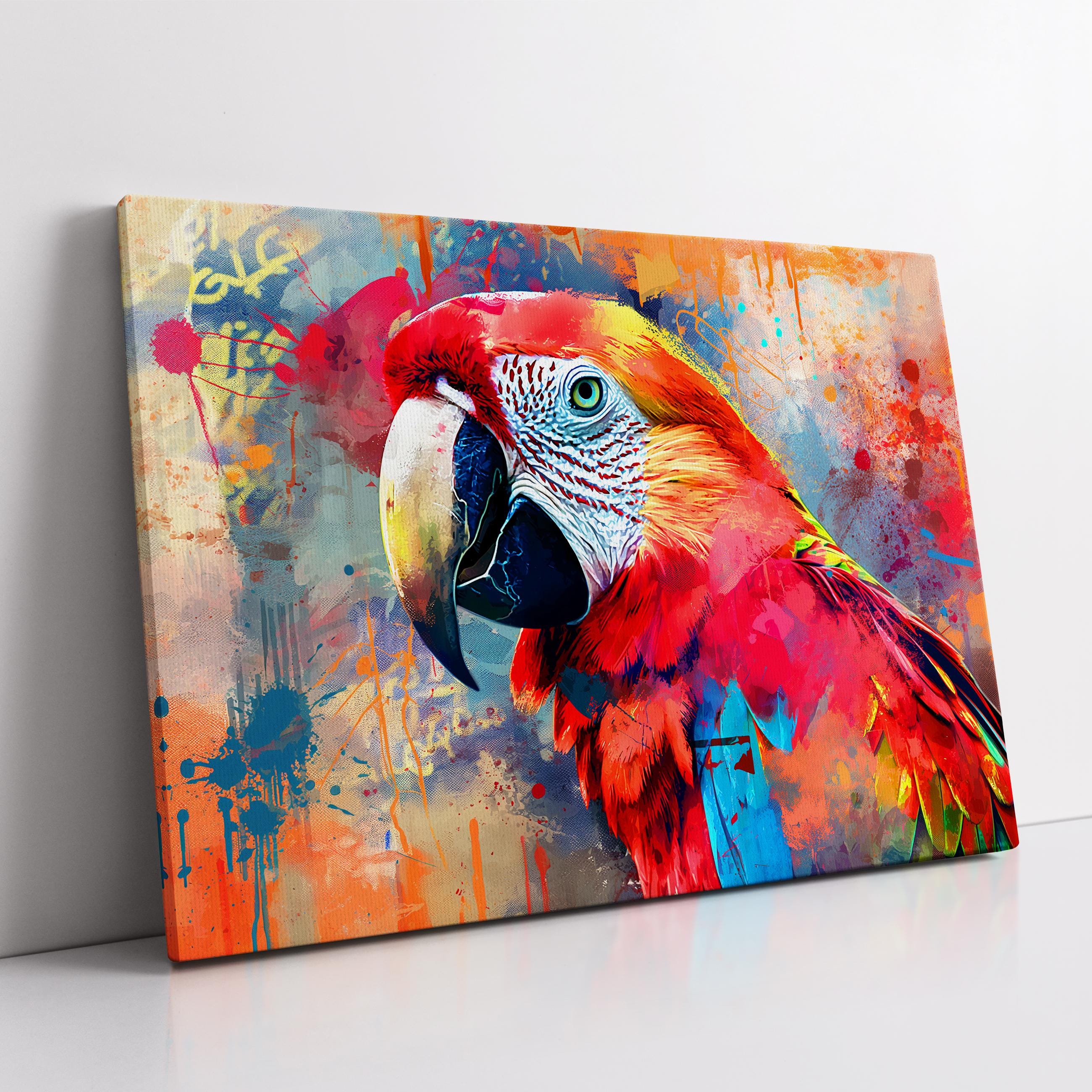 Colorful Parrot Abstract Modern Animal Oil Painting Wall Art