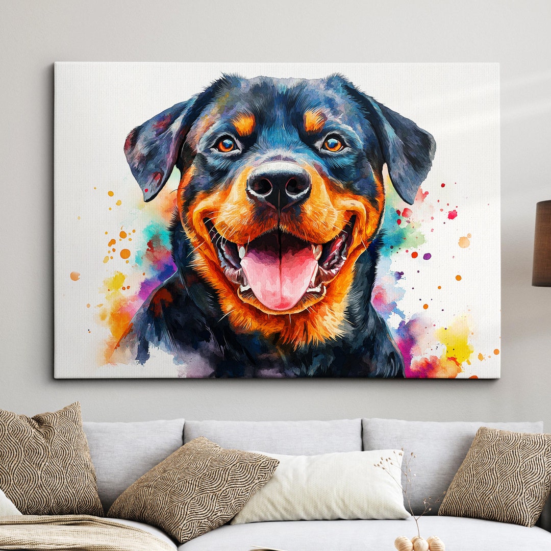 Colorful Rottweiler Dog Pet Abstract Paint Splash Modern Oil Painting ...