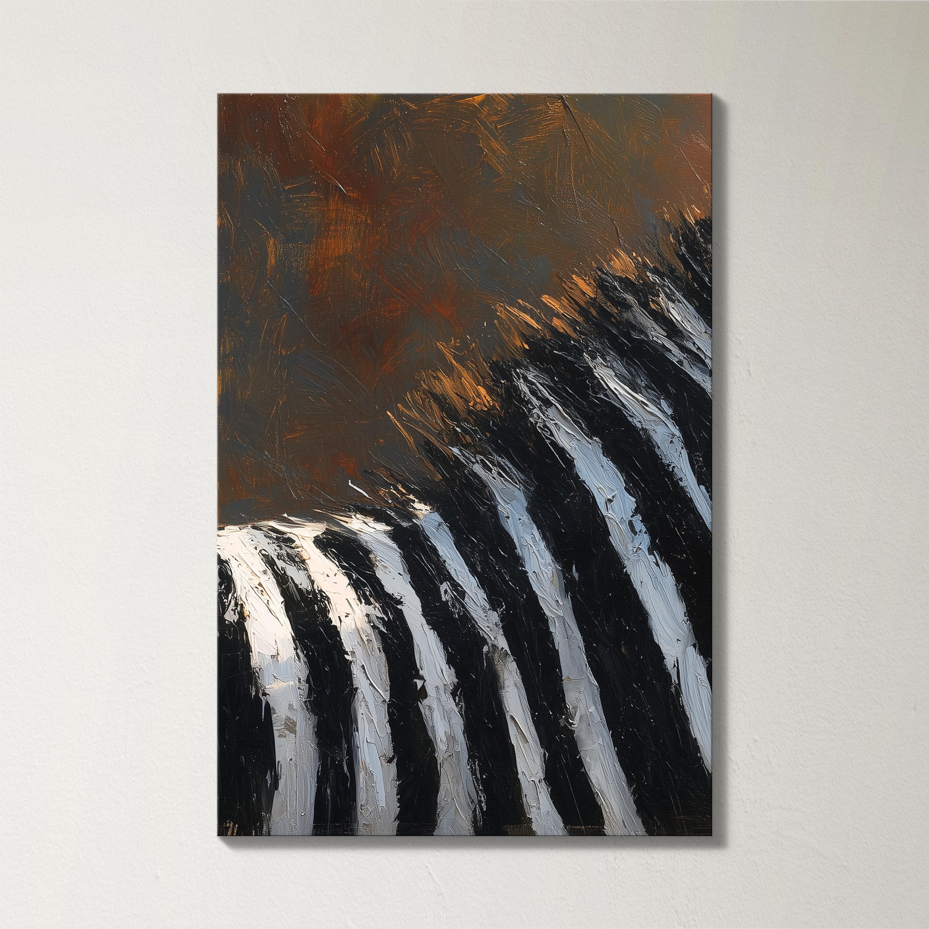 Zebra Abstract 3 Panel Split Canvas Painting Landscape Home