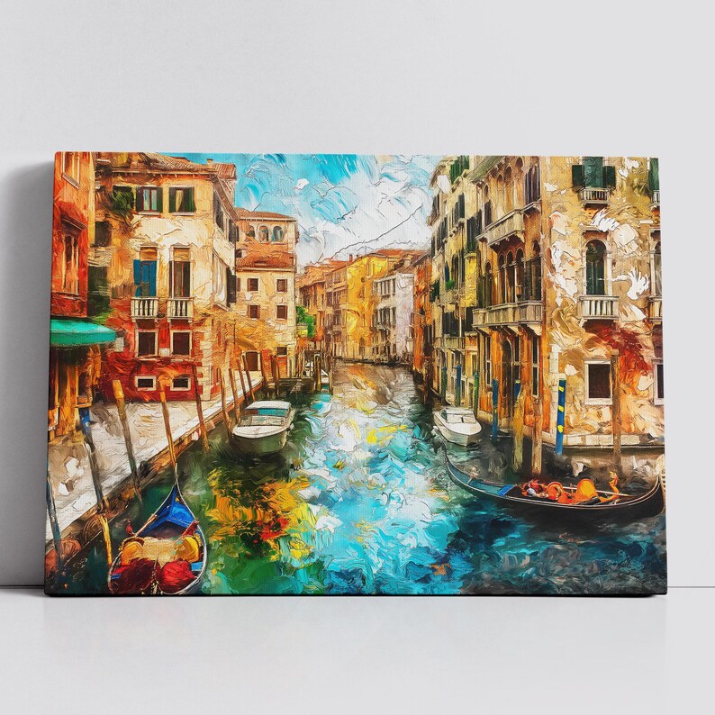 Venice Italy Gondola Boat River Landmark Oil Painting Watercolor Wall