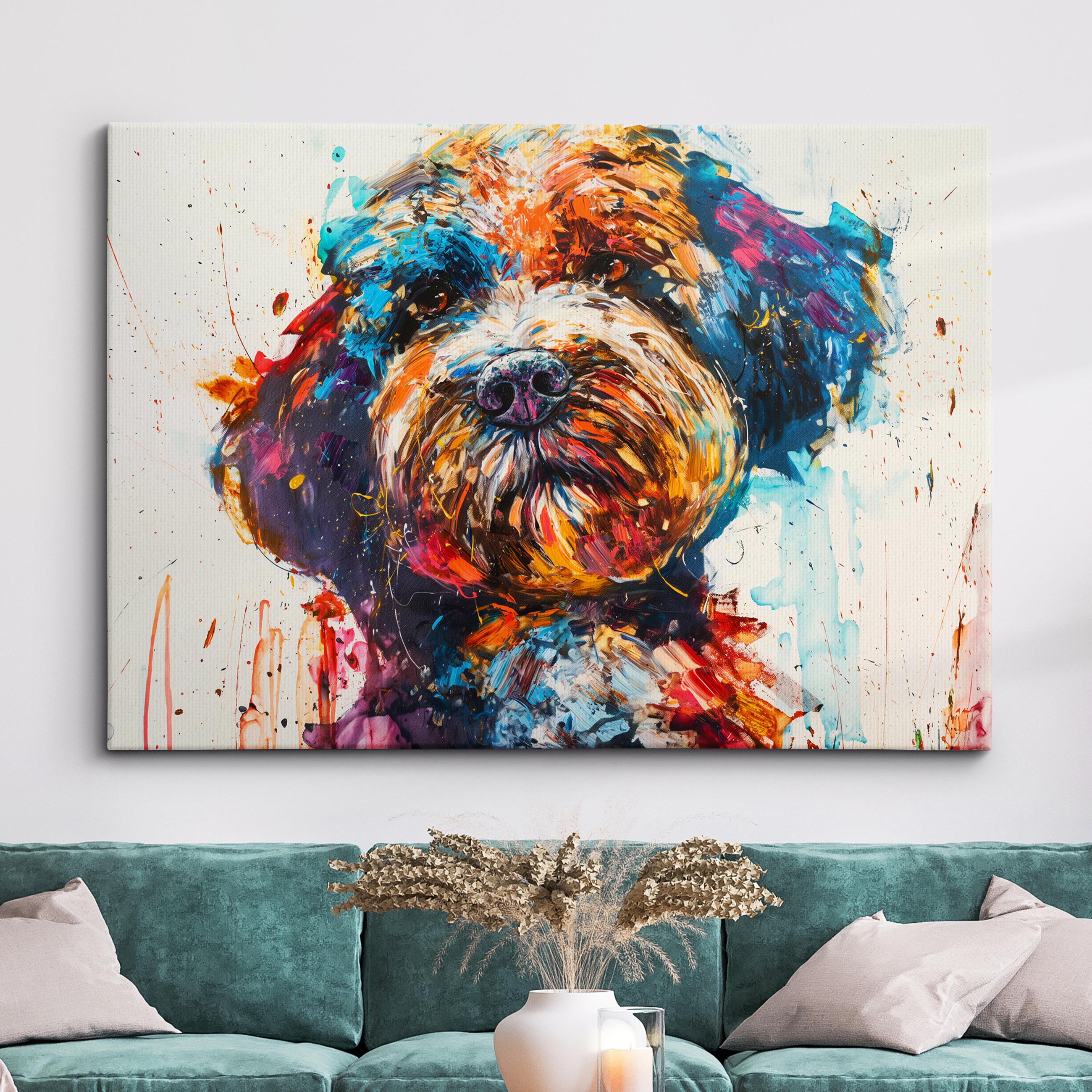 絵画 My pet cool art Colorful Cockapoo Dog Pet Abstract Modern Oil Painting Wall Art