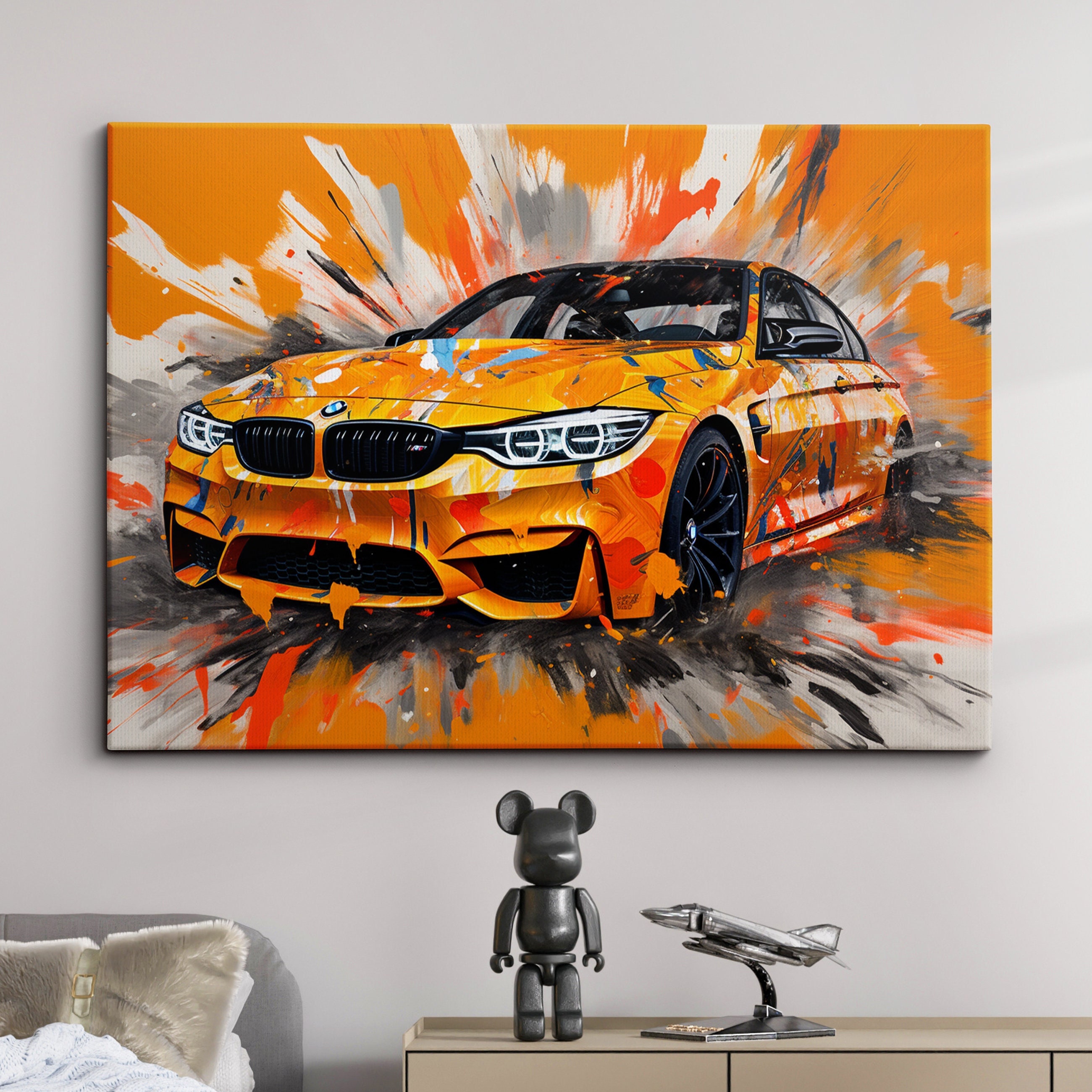 Car Wall Art, BMW Canvas Art, 5 Panels BMW Wall Art, Black BMW Print, Bmw  E30 Poster, Garage Wall Decor, Dad Gift, Super Car, Birthday Gifts 