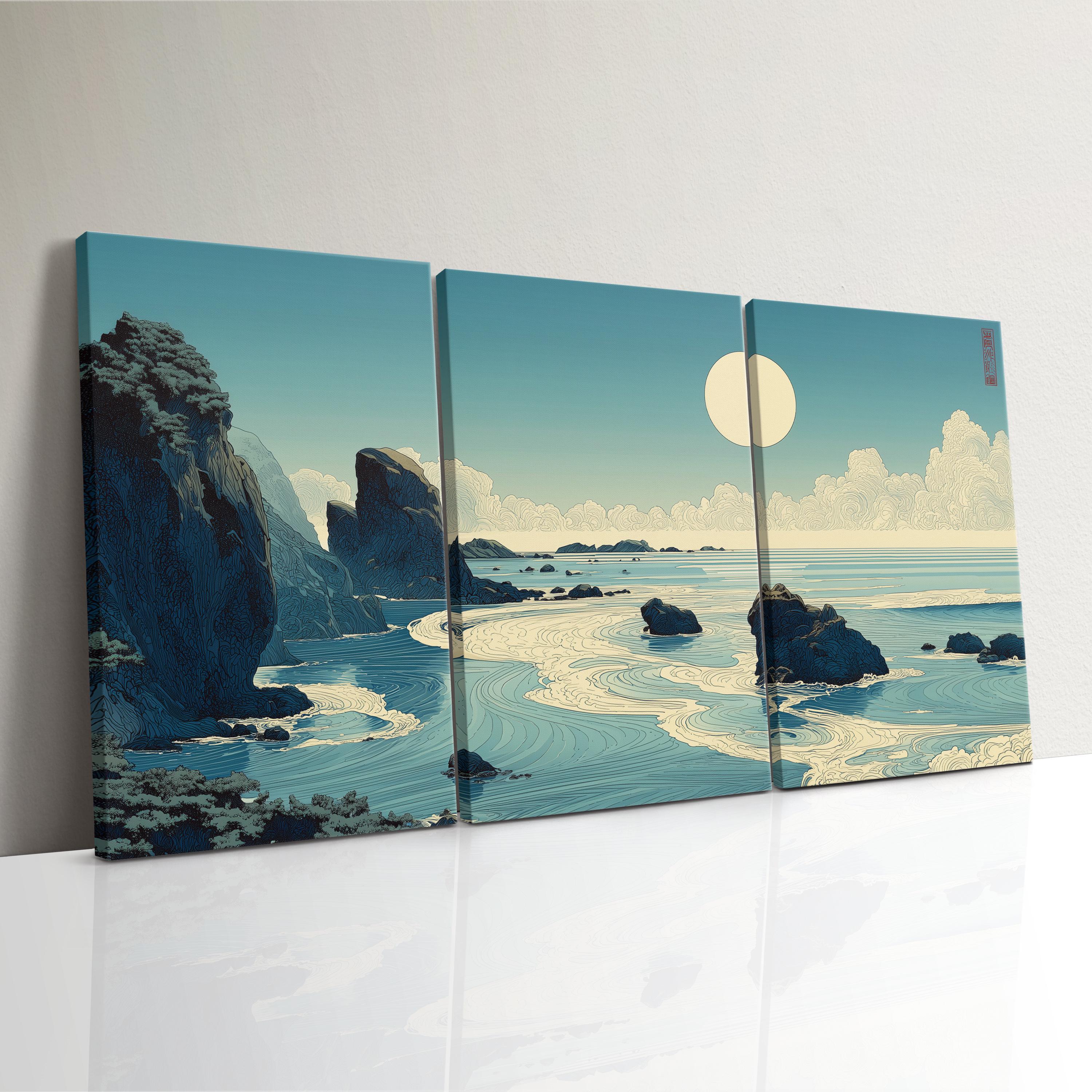 Large Seascape Wall Art Set, Ocean Painting Triptych, Coastal Decor ...