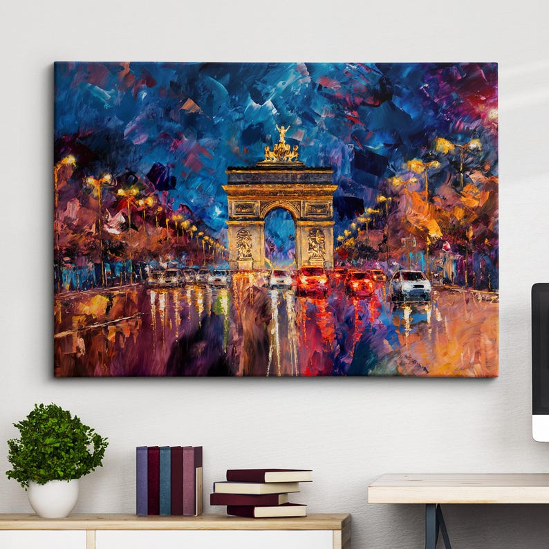 Paris France the Etoile Cityscape Landmark Oil Painting Watercolor Wall