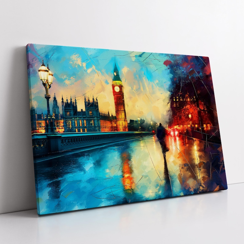 London Bridge Abstract Oil Painting Abstract Paint Colourful UK Big Ben