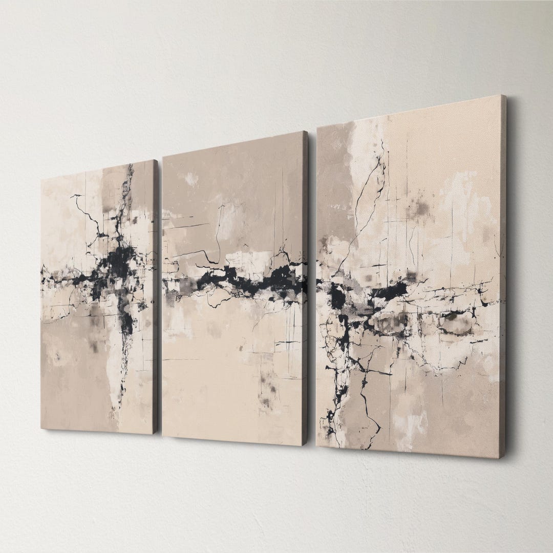 Abstract Wall Art Triptych Set, Modern Canvas Prints for Living Room ...
