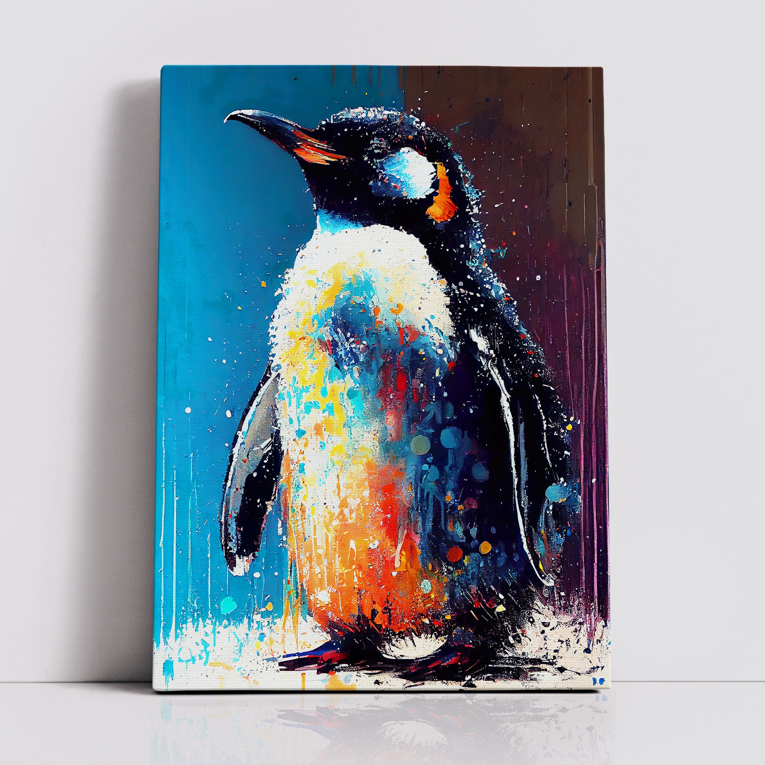 ペンギン アートパネル 絵画 キャンバス penguin Beautiful Penguin Abstract Bird Animal Sea Oil Painting Splatter