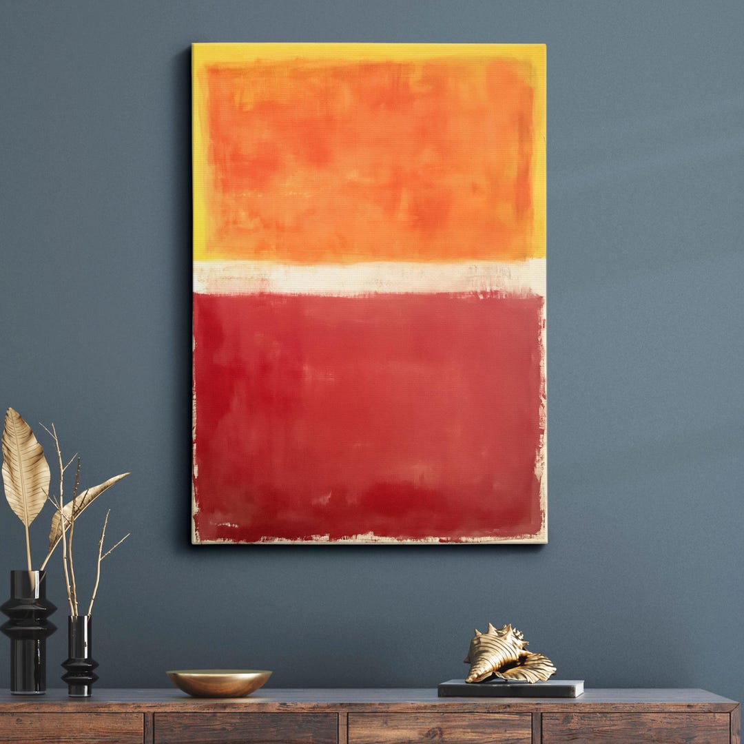 Modern Abstract Orange & Red Exhibition Oil Painting Wall Art, Framed ...