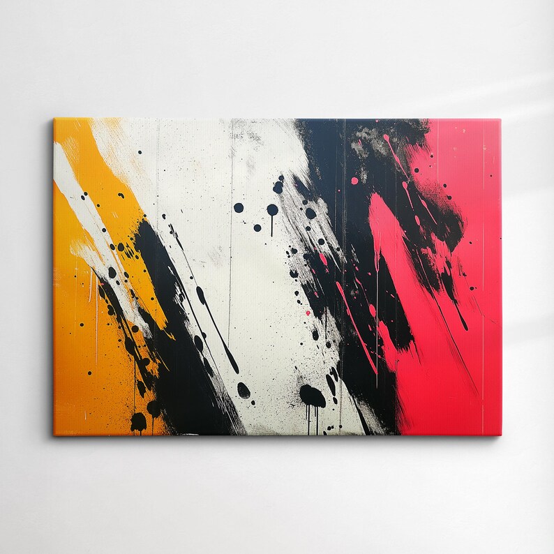 Colorful Paint Splash Abstract Oil Painting Splatter Style Wall Art