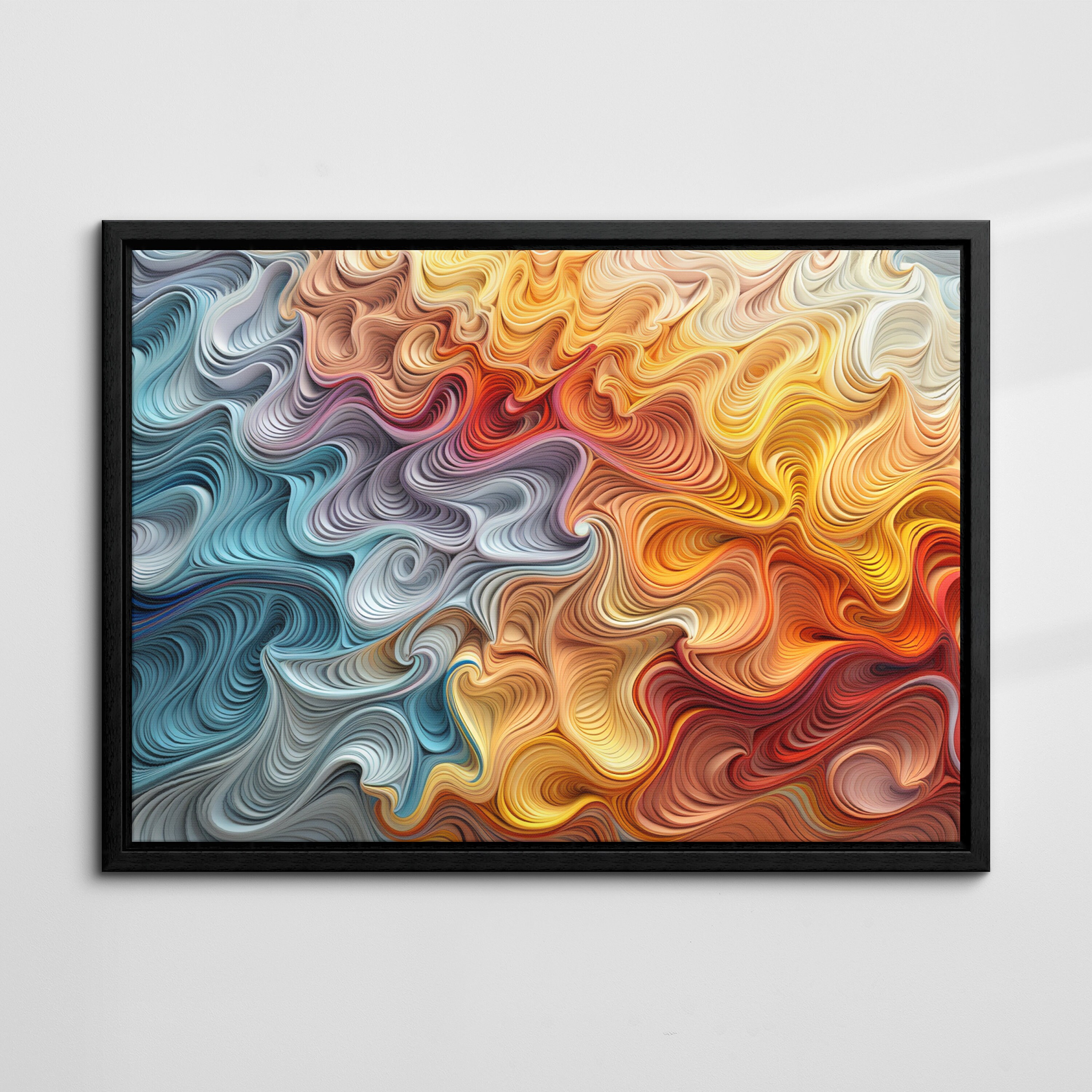 Colorful Pastel Waves Abstract Oil Painting Splatter Style Wall Art ...