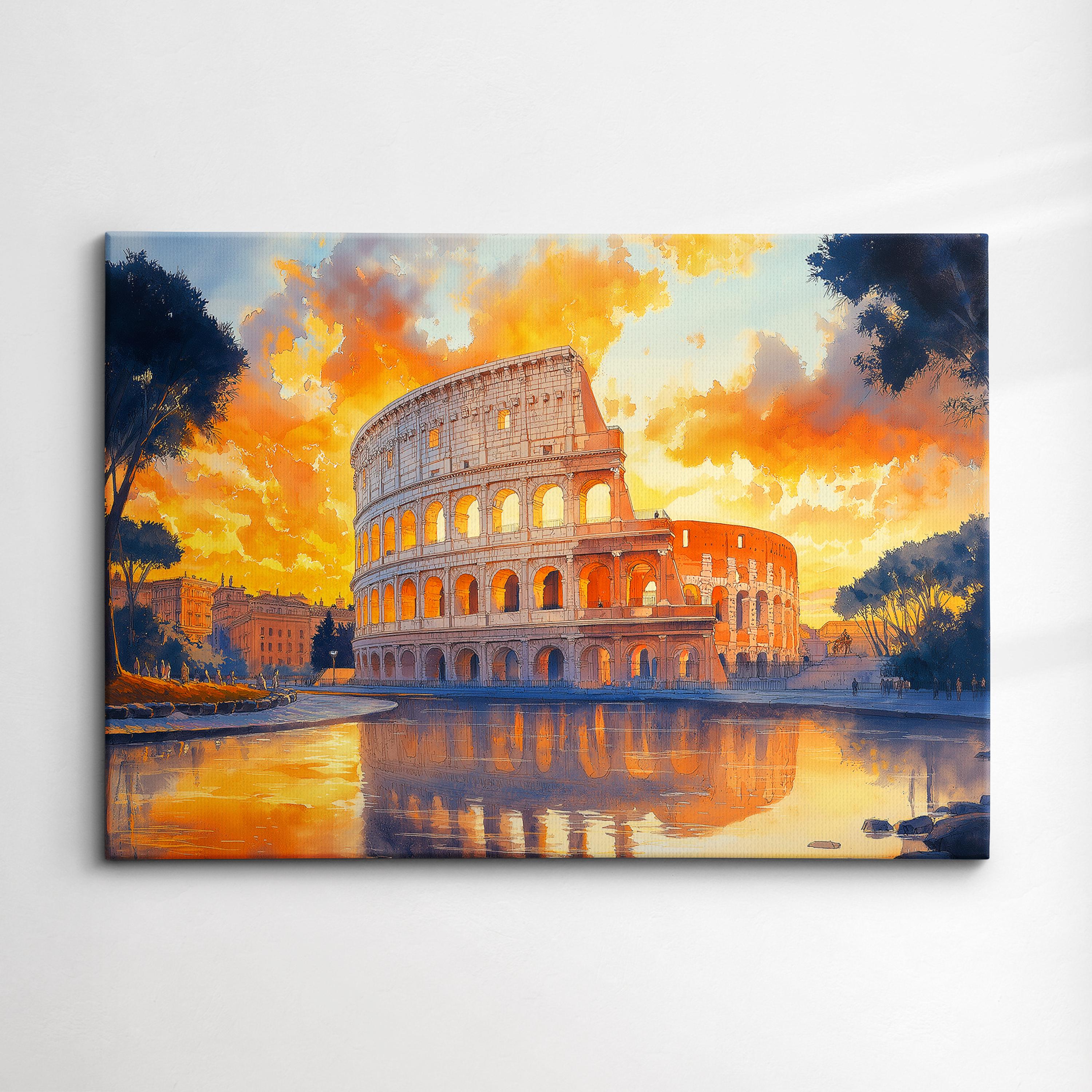 The Colosseum Rome City Landmark Oil Painting Style Wall Art