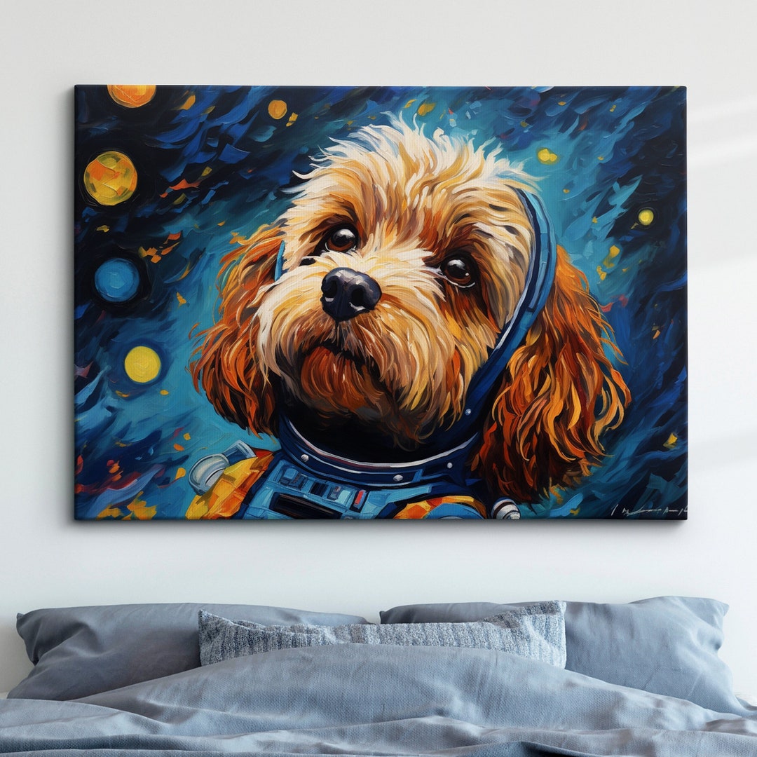 Cockapoo Astronaut Dog Pet Abstract Modern Oil Painting Wall Art ...