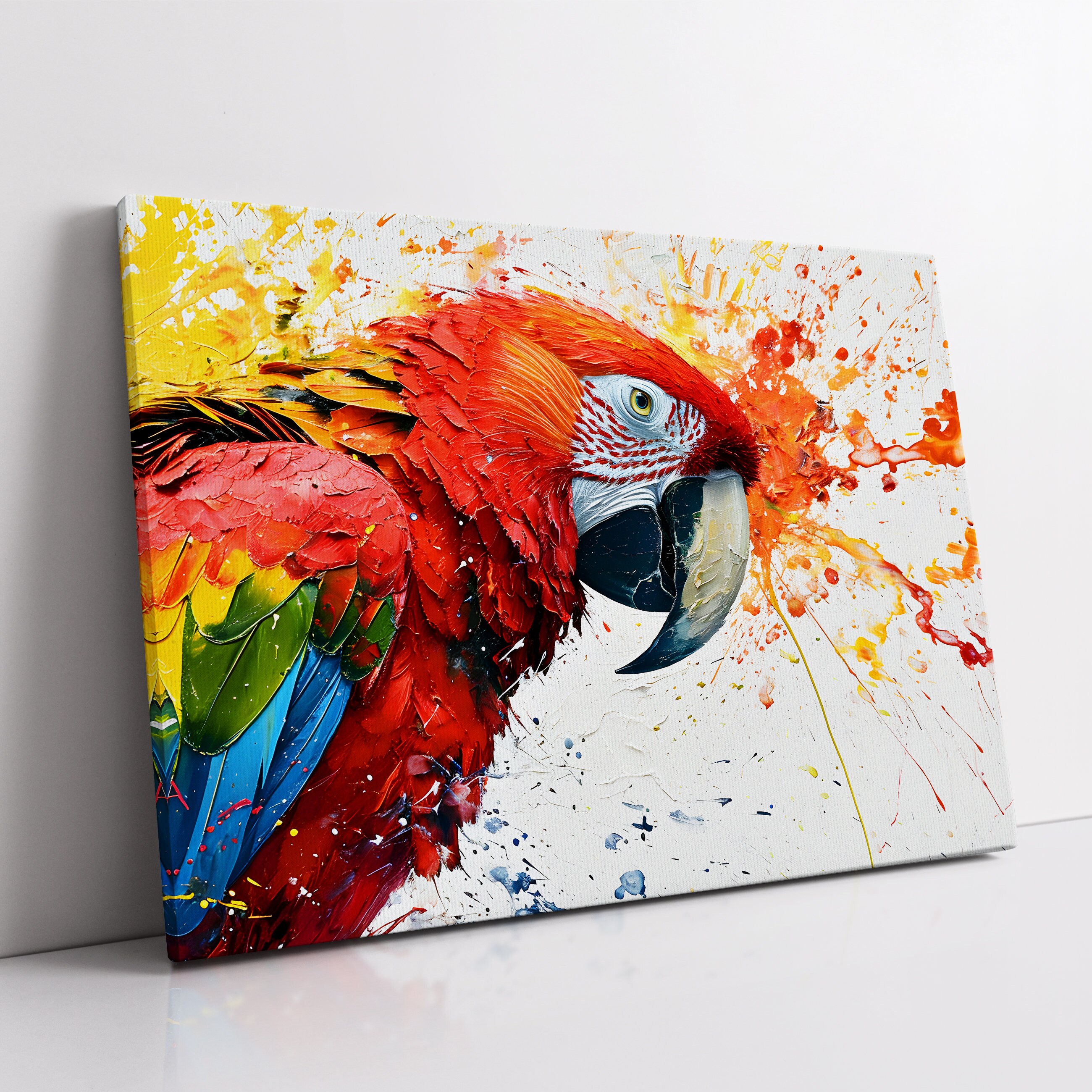 Colorful Parrot Abstract Modern Animal Oil Painting Wall Art