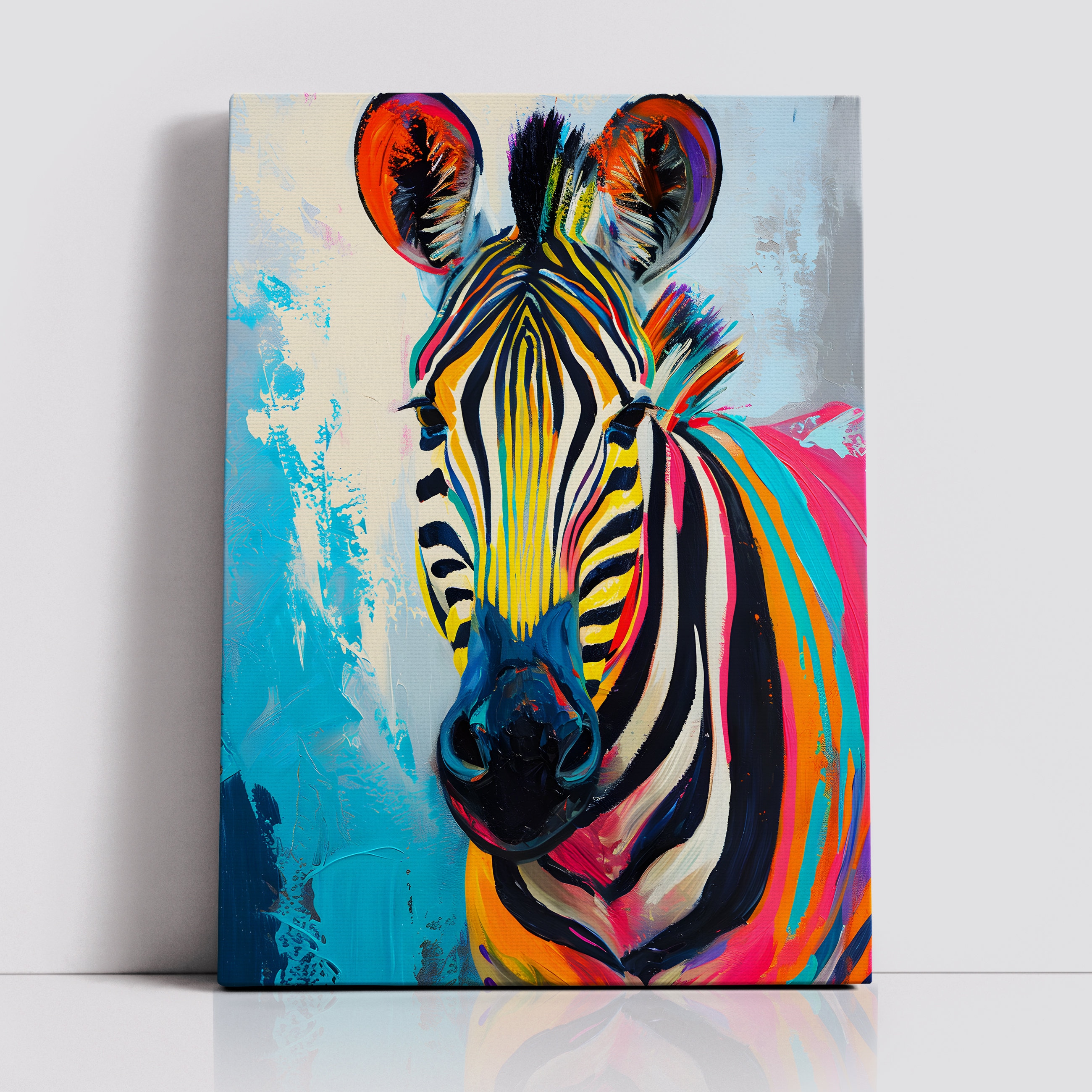 Colorful Zebra Fun Animal Lover Abstract Oil Painting Wall Art