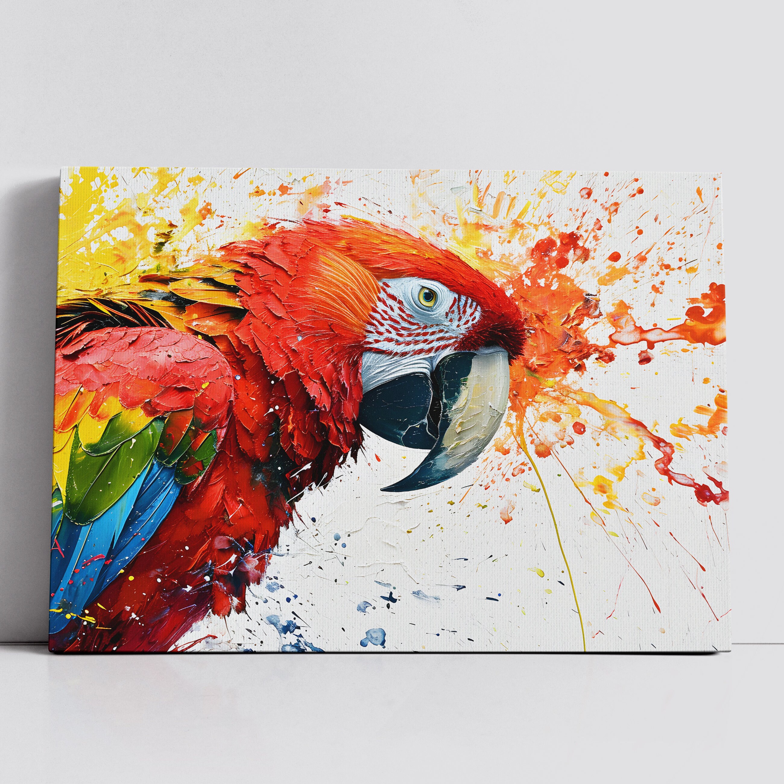 Colorful Parrot Abstract Modern Animal Oil Painting Wall Art