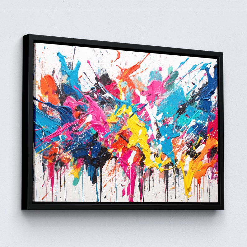 Colorful Paint Splash Abstract Oil Painting Splatter Style Wall Art ...