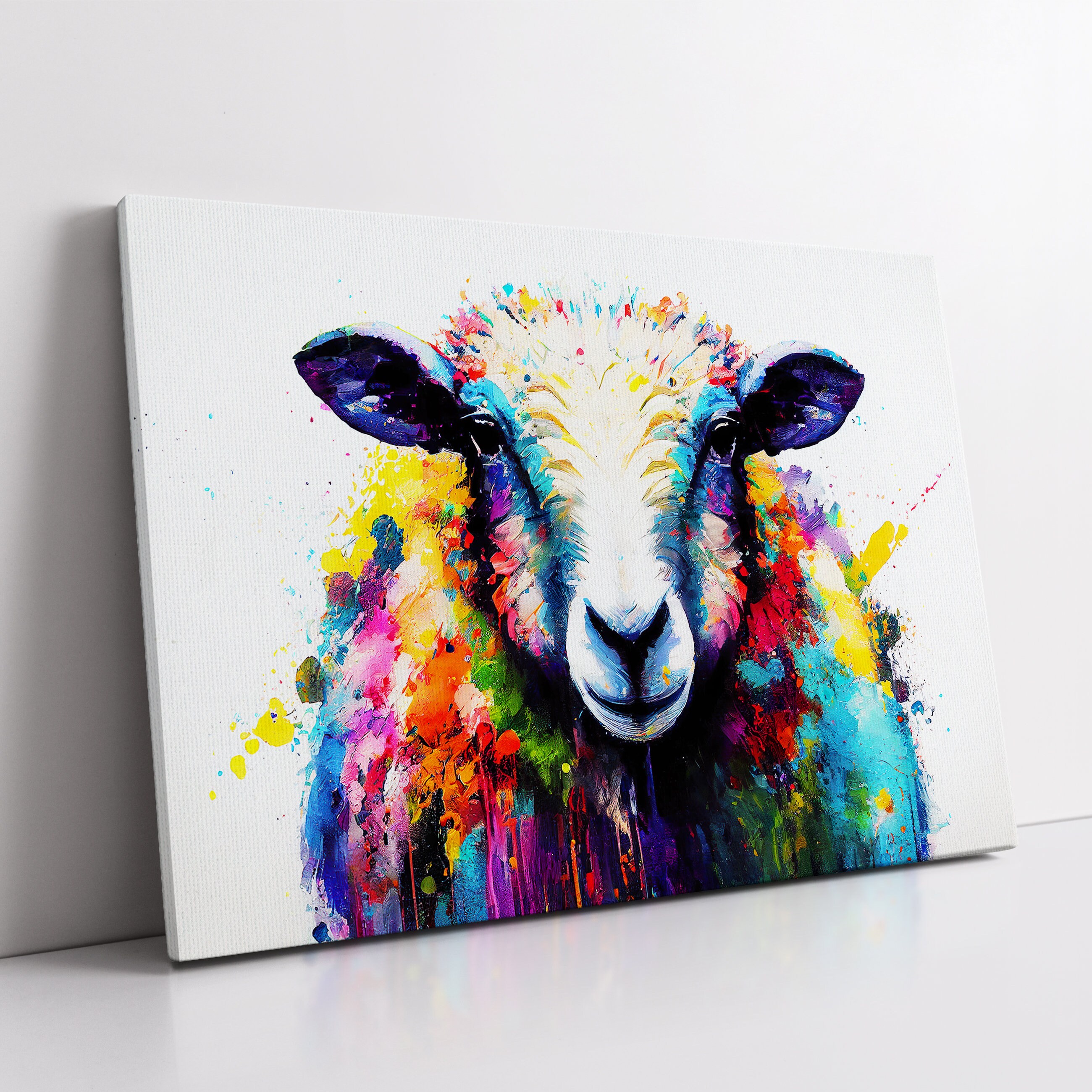 キャンバス油絵 あり くるくるカラフルSheep キャンバス油絵 あり様