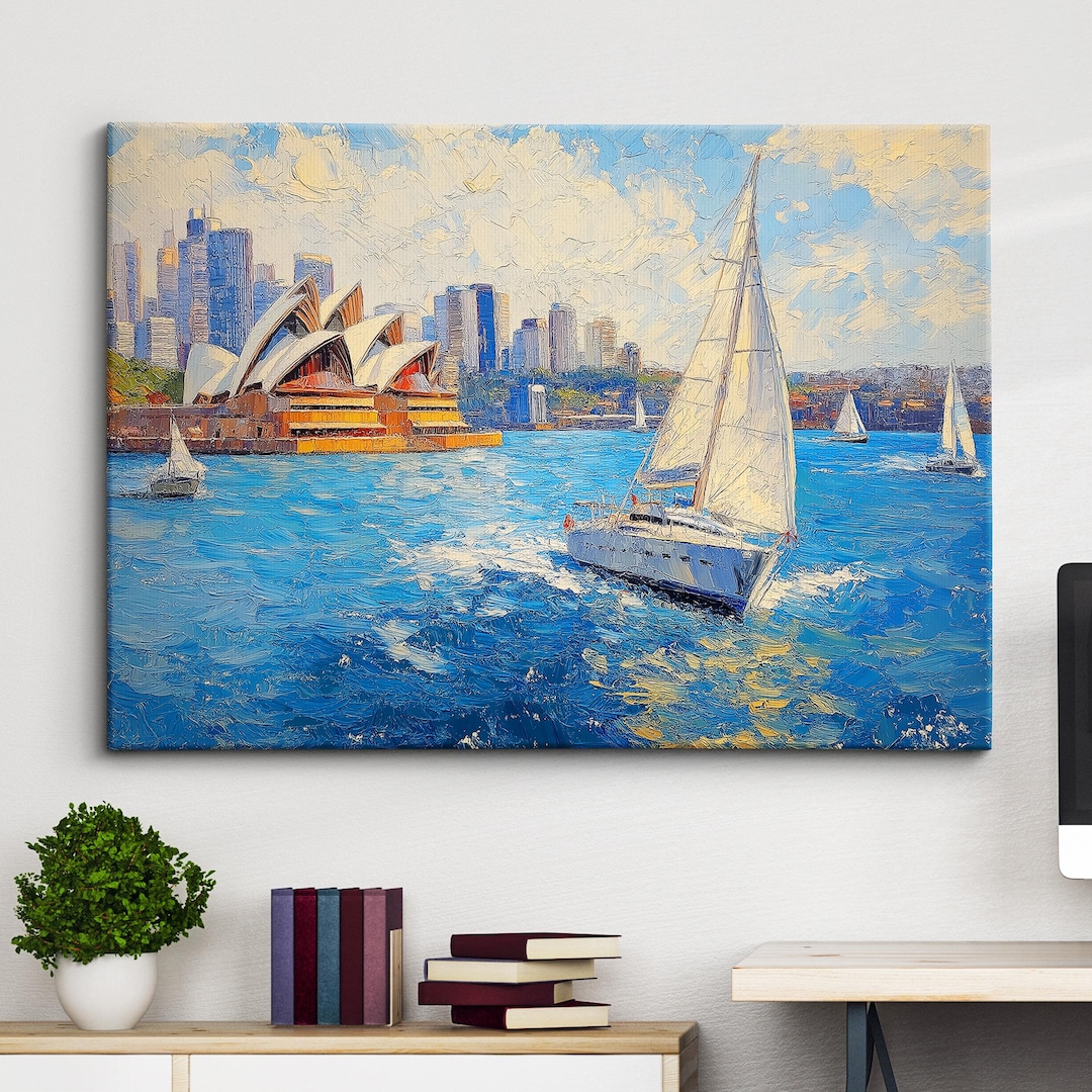 Sydney Opera House Famous Landmark Abstract Oil Painting Wall Art