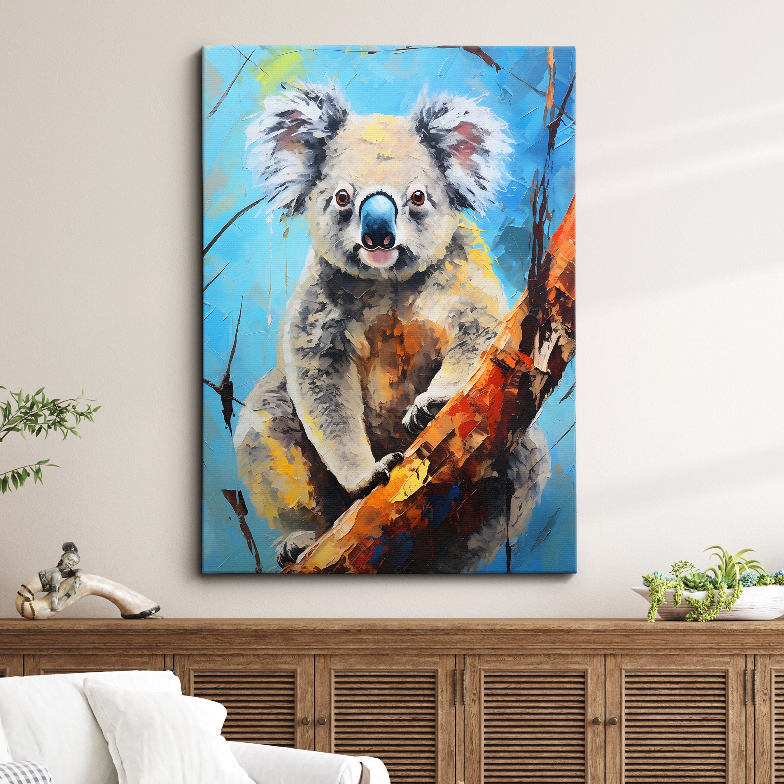 Colorful Koala Bear Animal Abstract Oil Painting Splatter Style