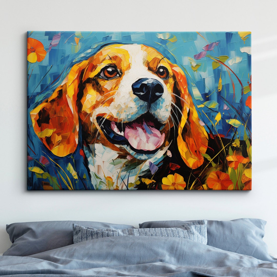 Beagle Abstract Dog Pet Animal Oil Painting Splatter Wall Art