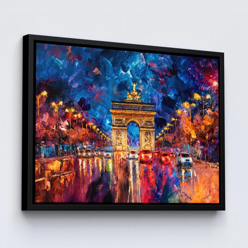 Paris France the Etoile Cityscape Landmark Oil Painting Watercolor Wall