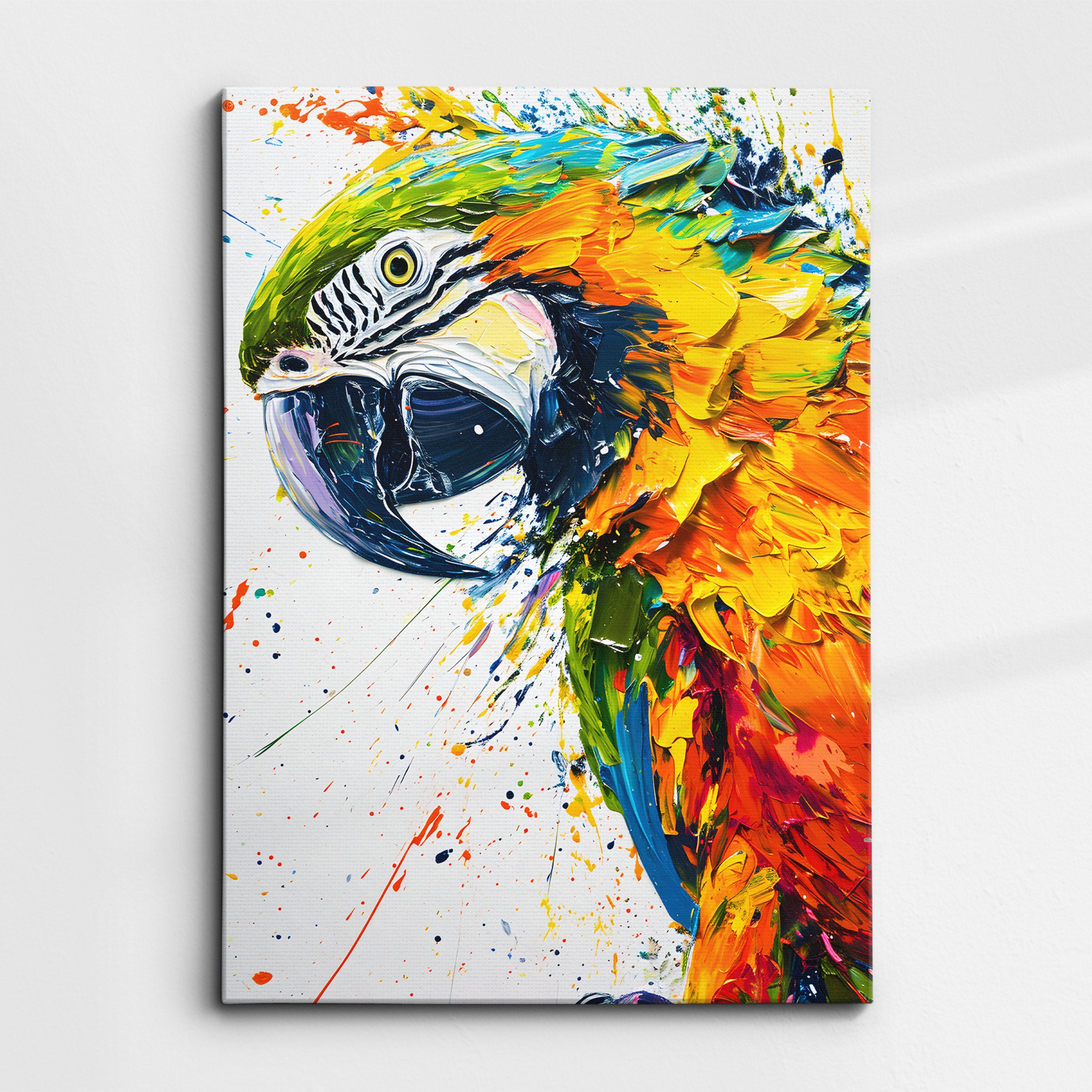 Colorful Parrot Abstract Modern Animal Oil Painting Wall Art