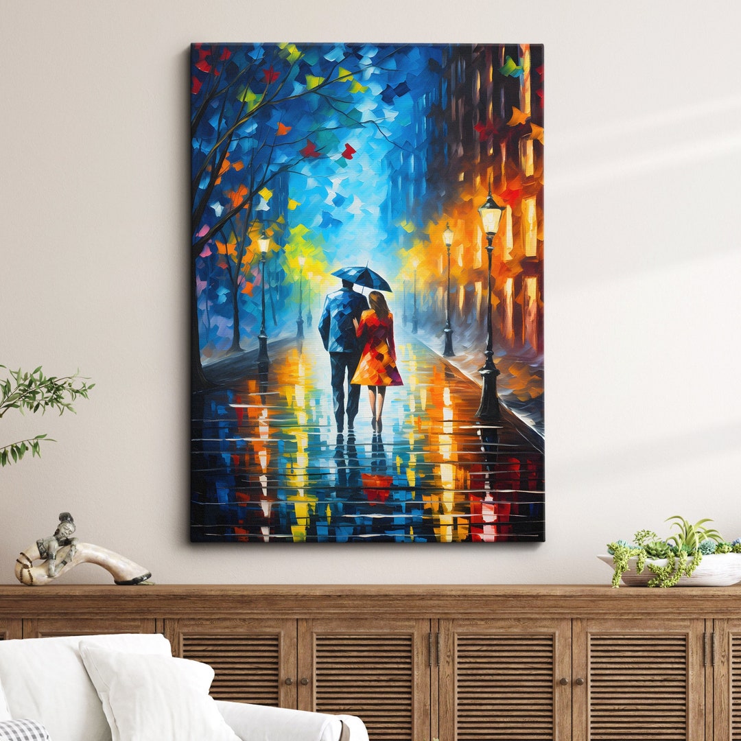 Romance Couple Walking Starry Night Van Gogh Oil Painting Wall Art ...