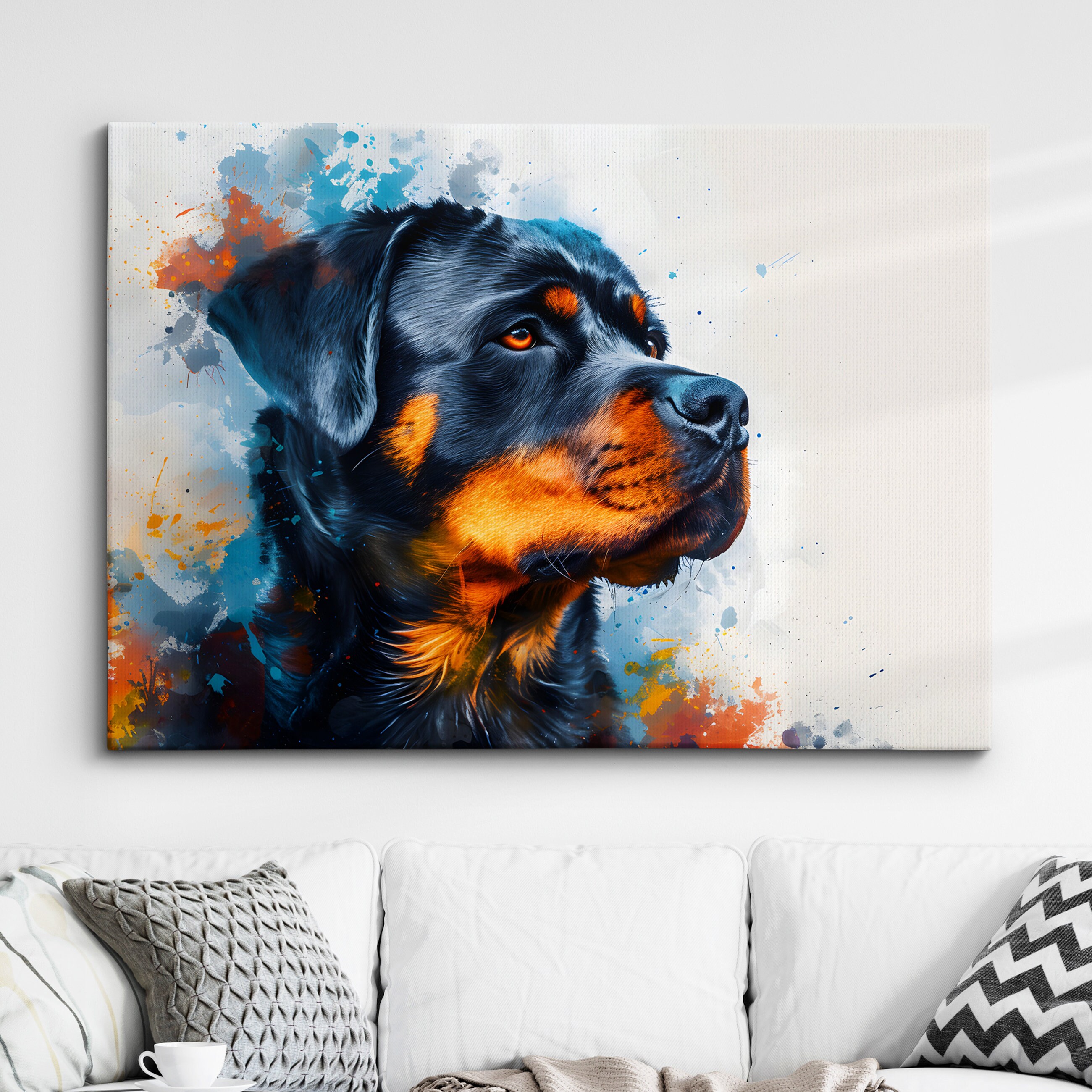 Colorful Rottweiler Dog Pet Abstract Modern Oil Painting Wall Art ...