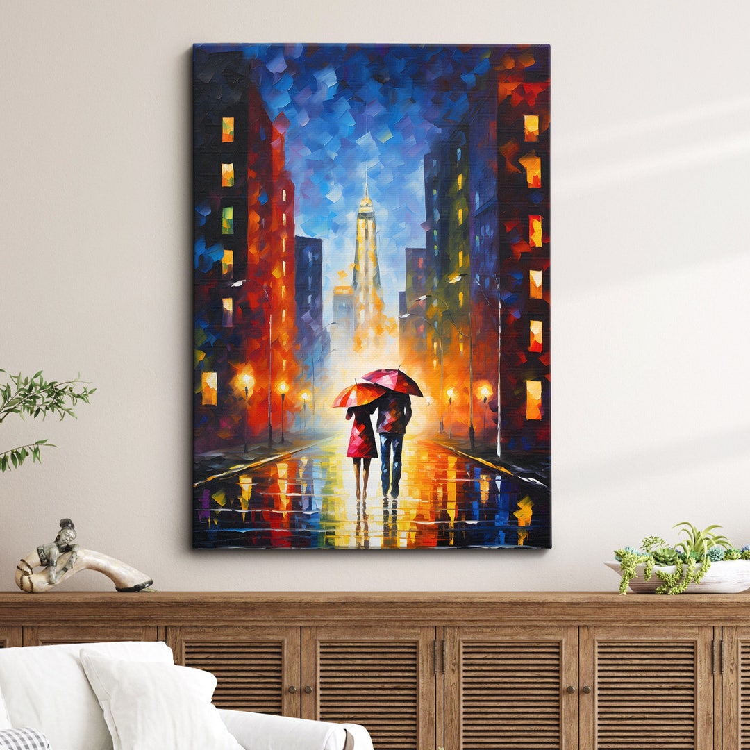 Romance Couple Walking Starry Night Van Gogh Oil Painting Wall Art ...