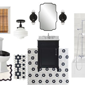 Bathroom Interior Design, Custom E-Design, Custom Design Mood Board, Virtual E-Design, Interior Design Service, Custom