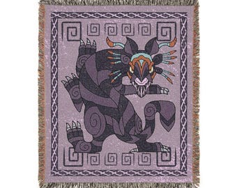 Thanator Palulukan Panther Avatar Inspired Stylized Purple 50x60 Inch Woven Blanket