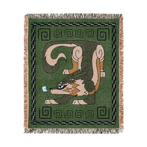 Wolf Twilight Inspired Stylized Green Woven Dragon Blanket 50x60 Inches