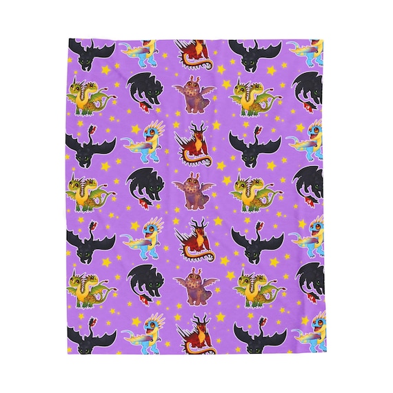 HTTYD Inspired Dragon Soft Plush Blanket Toothless Stormfly Hookfang Barf and Belch