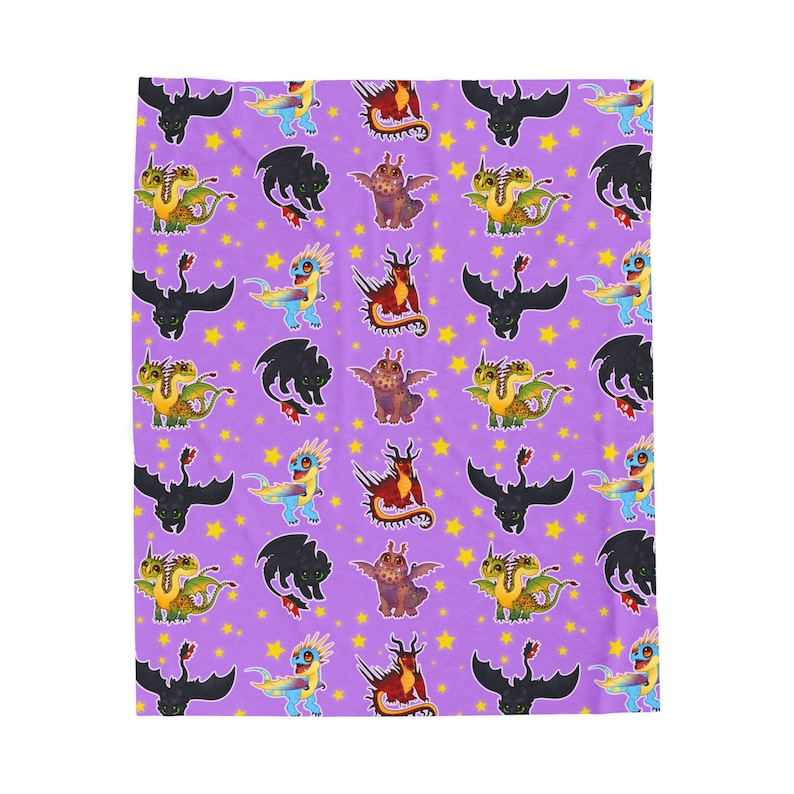 HTTYD Inspired Dragon Soft Plush Blanket Toothless Stormfly Hookfang Barf and Belch image 1