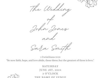 Formal Church Ceremony Wedding Program