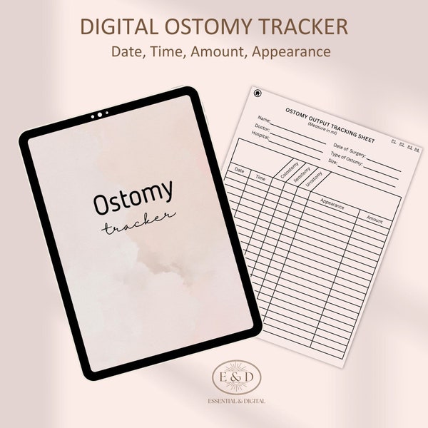 Stoma-Output-Tracker, postoperatives Protokollblatt, chirurgisches Drainageprotokoll, postoperatives Protokoll, GI-Chirurgie-Ileostomie, Goodnotes, Ipad, Android