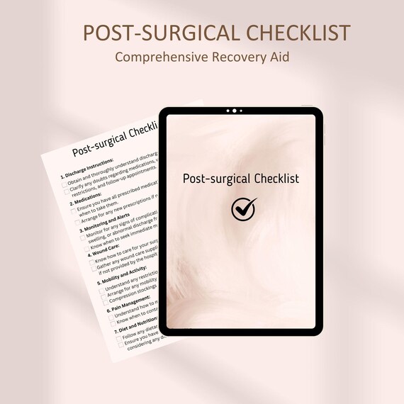 Post-surgical checklist, Post-operative Log, Surgical guide, Patient guide, Hospital Checklist, Surgical tasks, Goodnotes, Ipad, Android