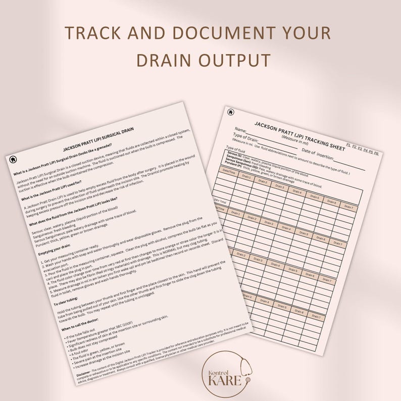 Drain Output Pdf Jackson Pratt Drain Output Tracker, Surgical Drain Record Sheet, Post ...