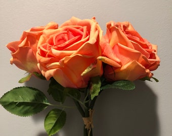 3 premium real touch roses