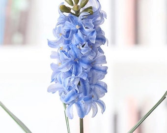 One luxurious real touch hyacinths with leaves attached