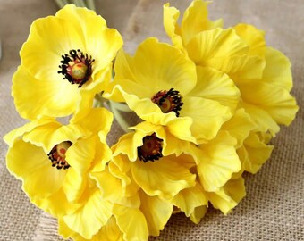 10 real touch poppies