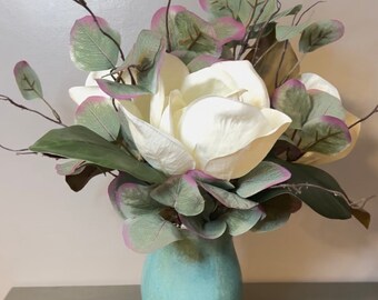 Luxurious real touch magnolia floral arrangement