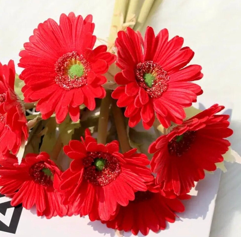 Real Touch Gerbera Daisy Artificial Flowers Long Stem Gerbera Daisies for  Wedding Bridal Bouquets Table Centerpieces Arrangement HXBY-98 