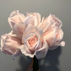6 real touch light pink  roses