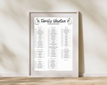 Family Vacation Packing Checklist Printable