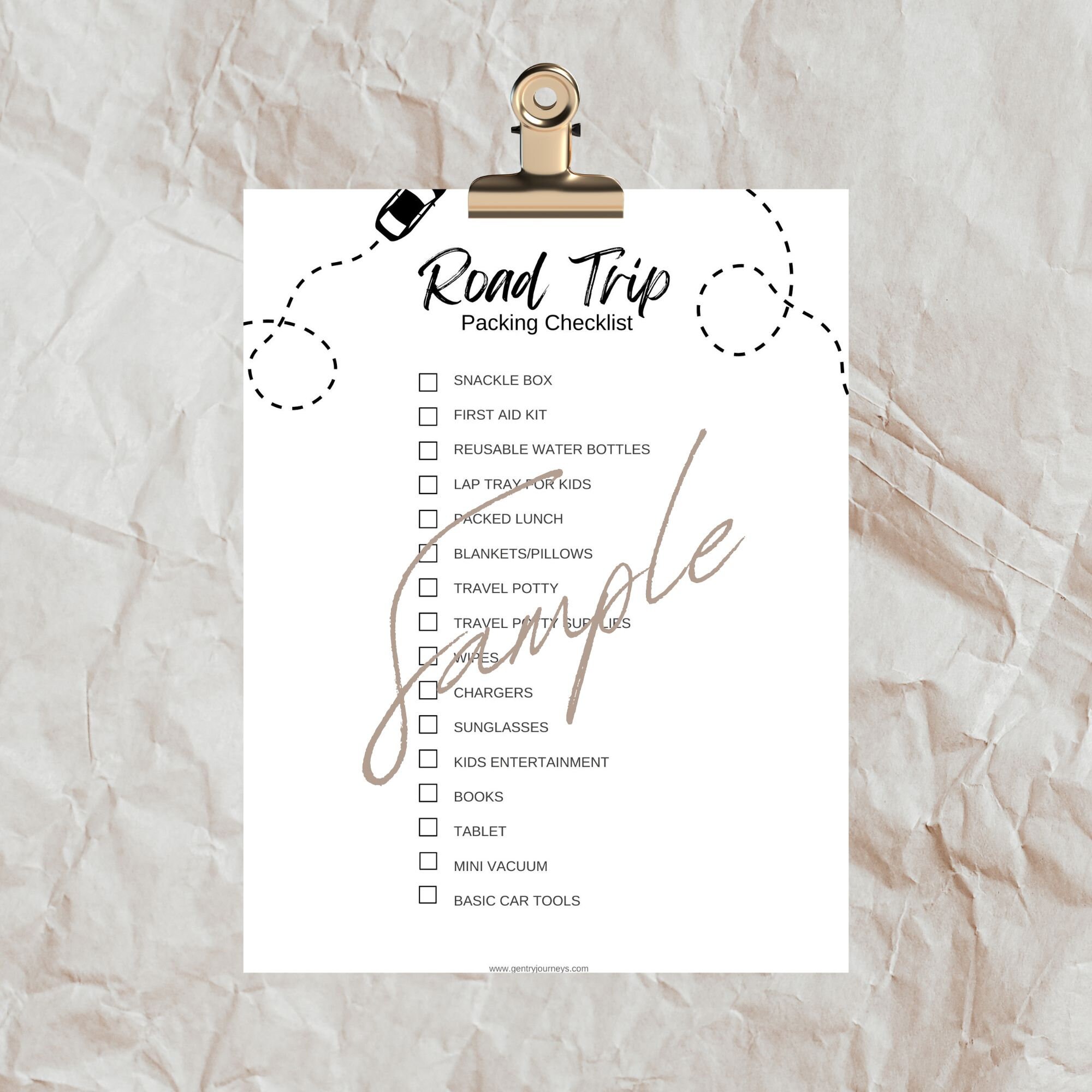 Road Trip Packing Checklist Printable - Etsy