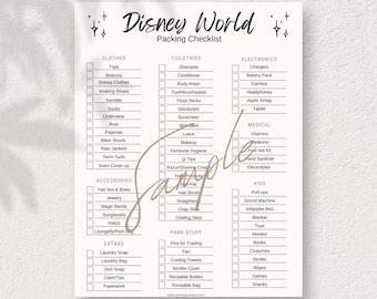 Family Vacation Packing Checklist Printable - DisneyWorld