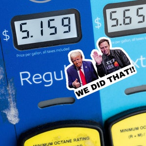 We Did That Trump and Elon Sticker | Political Sticker | Vinyl Sticker | Water Resistant | 2&quot; x 1.5&quot; | Anti Trump | Meme Sticker