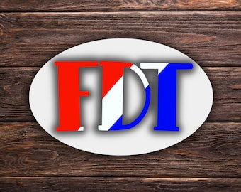 Naklejka FDT Wersja z flagą amerykańską | 3" x 2" | Naklejka antytrumpowa | Motyw flagi amerykańskiej | Polityczna naklejka winylowa | Wodoodporna