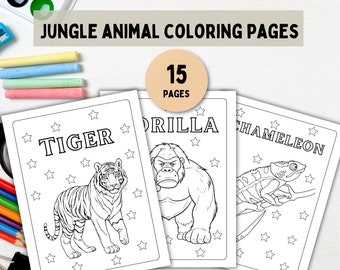 Jungle Animal Coloring Pages, Fun Activity (Digital Download)